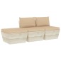Set Divani da Giardino su Pallet 3 pz con Cuscini Legno Abete Set Divani da Giardino su Pallet 3 pz con Cuscini Legno Abete