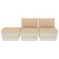 Set Divani da Giardino su Pallet 3 pz con Cuscini Legno Abete Set Divani da Giardino su Pallet 3 pz con Cuscini Legno Abete