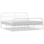 vidaXL Giroletto con Testiera e Pediera Metallo Bianco 193x203 cm vidaXL Giroletto con Testiera e Pediera Metallo Bianco 193x203 cm