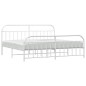 vidaXL Giroletto con Testiera e Pediera Metallo Bianco 193x203 cm vidaXL Giroletto con Testiera e Pediera Metallo Bianco 193x203 cm