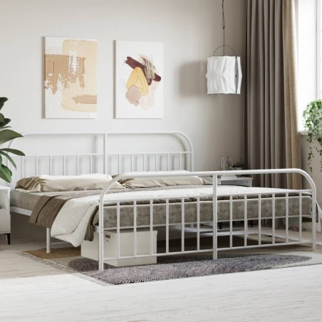 vidaXL Giroletto con Testiera e Pediera Metallo Bianco 200x200 cm