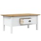 vidaXL Tavolino BODO 100x55x45 cm Legno Massello Pino Bianco e Marrone
