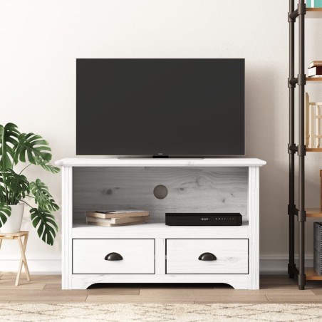 vidaXL Mobile TV 2 Cassetti BODO 91x43x56cm Legno Massello Pino Bianco