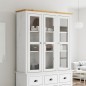 vidaXL Mobile con Ante Vetro BODO Legno Massello Pino Bianco e Marrone vidaXL Mobile con Ante Vetro BODO Legno Massello Pino Bianco e Marrone