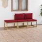 Set Divani da Giardino 3 pz con Cuscini Rosso Vino Set Divani da Giardino 3 pz con Cuscini Rosso Vino
