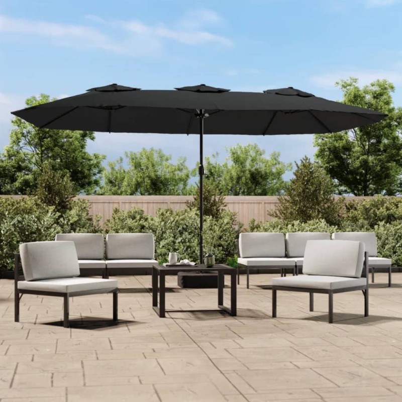 vidaXL Ombrellone a Doppia Testa Nero 449x245 cm vidaXL Ombrellone a Doppia Testa Nero 449x245 cm