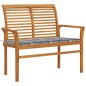 Panca da Giardino con Cuscino Grigio a Quadri 112 cm Legno Teak Panca da Giardino con Cuscino Grigio a Quadri 112 cm Legno Teak