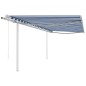 Tenda da Sole Retrattile Automatica e Pali 4,5x3 m Blu e Bianca Tenda da Sole Retrattile Automatica e Pali 4,5x3 m Blu e Bianca