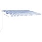 Tenda da Sole Retrattile Automatica e Pali 4,5x3 m Blu e Bianca Tenda da Sole Retrattile Automatica e Pali 4,5x3 m Blu e Bianca