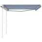 Tenda da Sole Retrattile Automatica e Pali 4,5x3 m Blu e Bianca Tenda da Sole Retrattile Automatica e Pali 4,5x3 m Blu e Bianca
