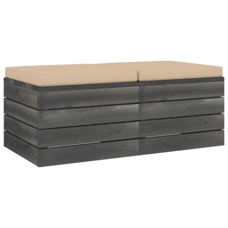 vidaXL Pouf da Giardino su Pallet 2 pz con Cuscini in Massello di Pino