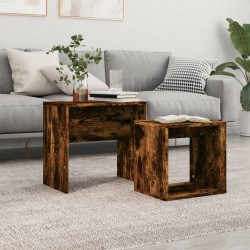 vidaXL Tavolini Impilabili 2 pz Rovere Fumo in Legno Multistrato