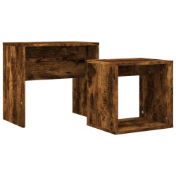vidaXL Tavolini Impilabili 2 pz Rovere Fumo in Legno Multistrato