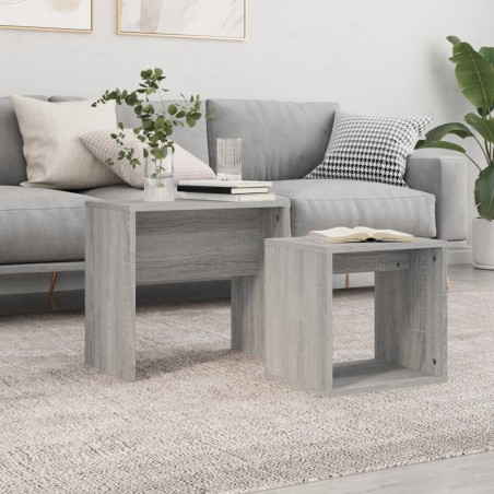 vidaXL Tavolini Salotto Impilabili 2pz Grigio Sonoma Legno Multistrato