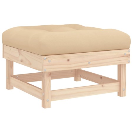 vidaXL Poggiapiedi da Giardino con Cuscino in Legno Massello di Pino