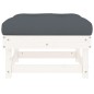 vidaXL Poggiapiedi da Giardino con Cuscino Legno Massello Pino Bianco