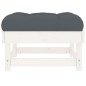 vidaXL Poggiapiedi da Giardino con Cuscino Legno Massello Pino Bianco