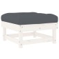 vidaXL Poggiapiedi da Giardino con Cuscino Legno Massello Pino Bianco