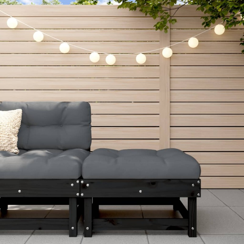 vidaXL Poggiapiedi da Giardino con Cuscino Legno Massello di Pino Nero vidaXL Poggiapiedi da Giardino con Cuscino Legno Massello di Pino Nero
