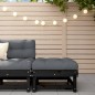 vidaXL Poggiapiedi da Giardino con Cuscino Legno Massello di Pino Nero vidaXL Poggiapiedi da Giardino con Cuscino Legno Massello di Pino Nero