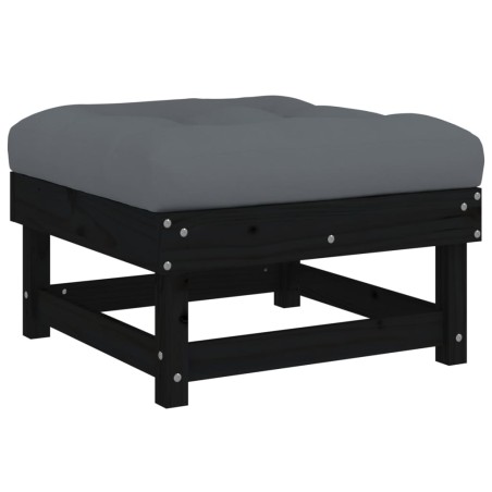 vidaXL Poggiapiedi da Giardino con Cuscino Legno Massello di Pino Nero