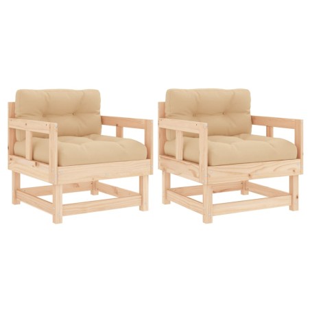 vidaXL Sedie da Giardino con Cuscini 2 pz Legno Massello di Pino
