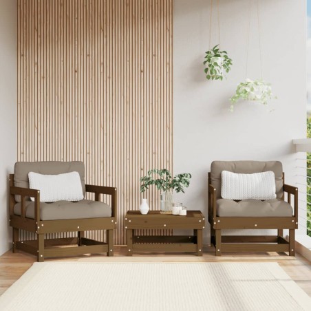 vidaXL Sedie da Giardino con Cuscini 2pz Legno Massello di Pino Miele