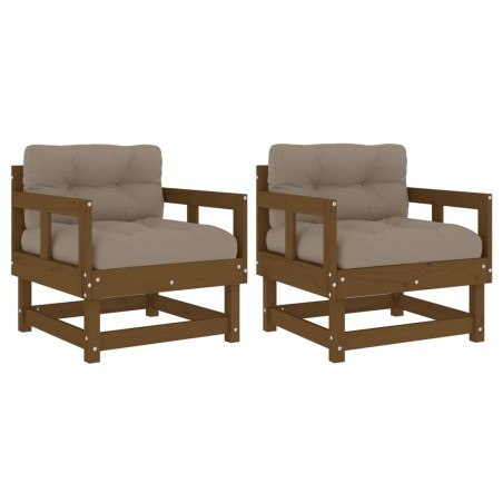 vidaXL Sedie da Giardino con Cuscini 2pz Legno Massello di Pino Miele