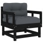 vidaXL Sedie da Giardino con Cuscini 2pz Legno Massello di Pino Nero vidaXL Sedie da Giardino con Cuscini 2pz Legno Massello di Pino Nero