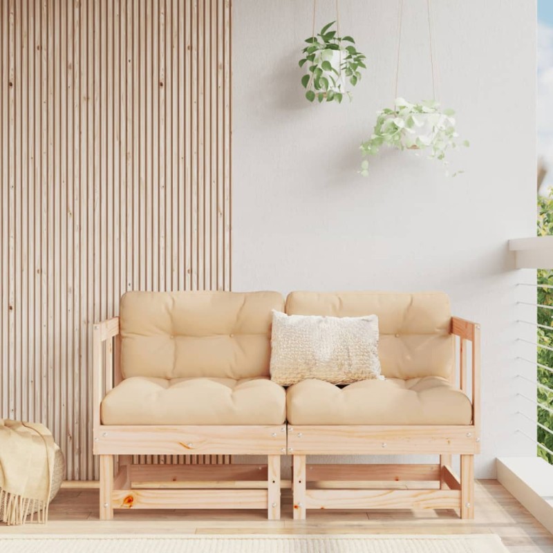 vidaXL Divani Angolari con Cuscini 2 pz in Legno Massello di Pino vidaXL Divani Angolari con Cuscini 2 pz in Legno Massello di Pino