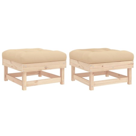 vidaXL Poggiapiedi da Giardino con Cuscini 2 pz Legno Massello di Pino