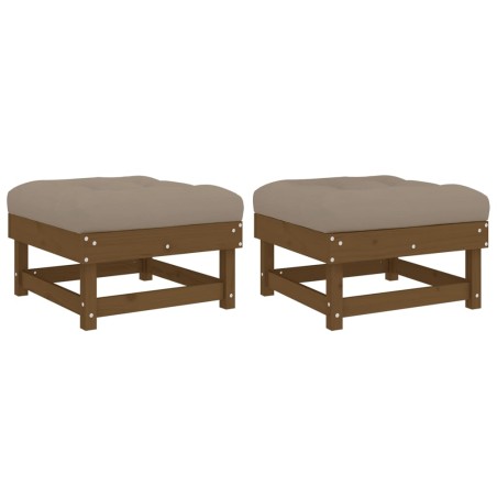 vidaXL Poggiapiedi Giardino con Cuscini 2pz Legno Massello Pino Miele