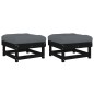vidaXL Poggiapiedi Giardino con Cuscini 2pz Legno Massello Pino Nero vidaXL Poggiapiedi Giardino con Cuscini 2pz Legno Massello Pino Nero