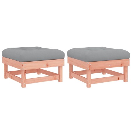 vidaXL Poggiapiedi Giardino con Cuscini 2 pz Legno Massello di Douglas