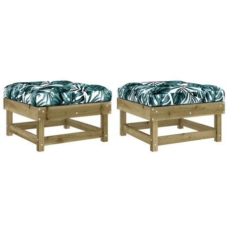 vidaXL Poggiapiedi Giardino con Cuscini 2pz Legno Impregnato di Pino