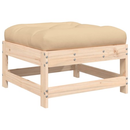 vidaXL Poggiapiedi da Giardino con Cuscino in Legno Massello di Pino