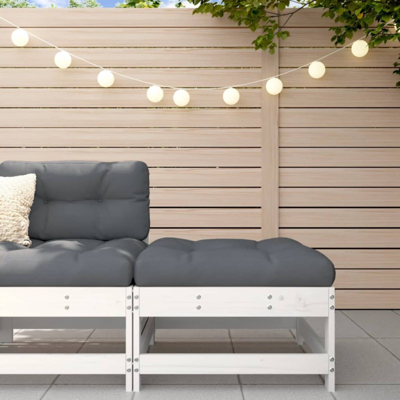vidaXL Poggiapiedi da Giardino con Cuscino Legno Massello Pino Bianco vidaXL Poggiapiedi da Giardino con Cuscino Legno Massello Pino Bianco