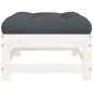 vidaXL Poggiapiedi da Giardino con Cuscino Legno Massello Pino Bianco vidaXL Poggiapiedi da Giardino con Cuscino Legno Massello Pino Bianco