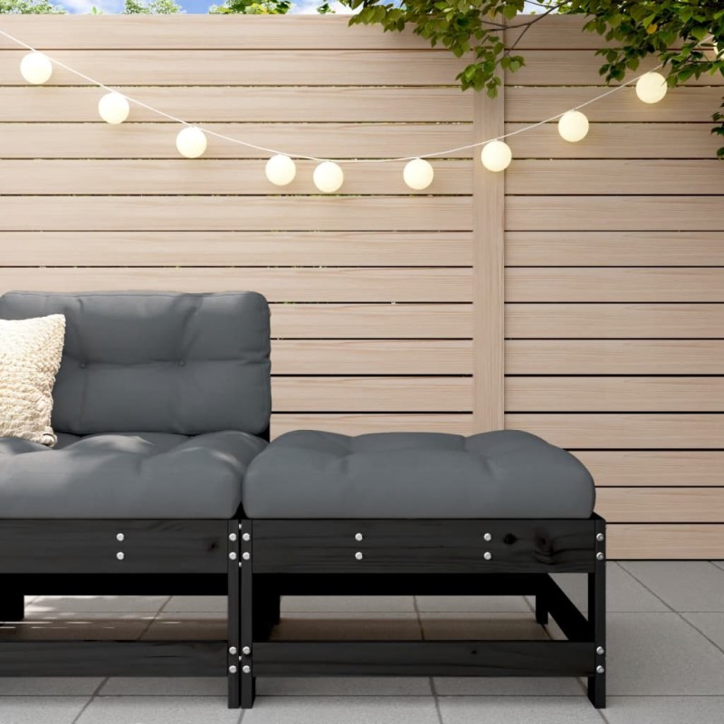vidaXL Poggiapiedi da Giardino con Cuscino Legno Massello di Pino Nero vidaXL Poggiapiedi da Giardino con Cuscino Legno Massello di Pino Nero