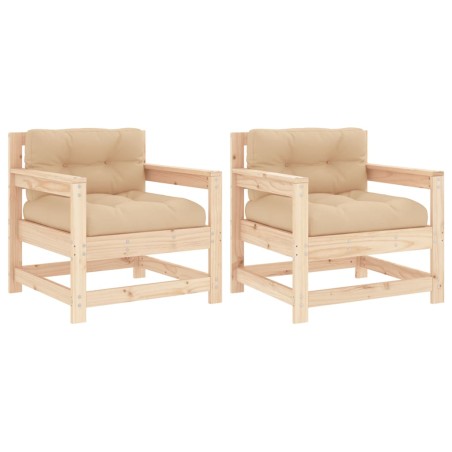vidaXL Sedie da Giardino con Cuscini 2 pz Legno Massello di Pino