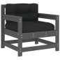 vidaXL Sedie da Giardino con Cuscini 2pz Legno Massello di Pino Grigio vidaXL Sedie da Giardino con Cuscini 2pz Legno Massello di Pino Grigio