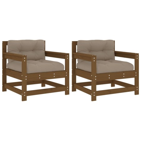 vidaXL Sedie da Giardino con Cuscini 2pz Legno Massello di Pino Miele