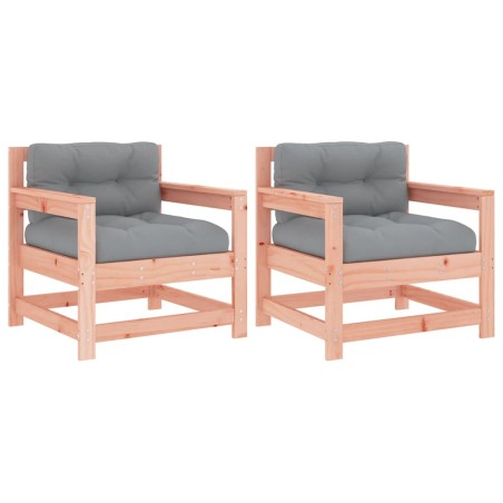 vidaXL Sedie da Giardino con Cuscini 2 pz in Legno Massello di Douglas
