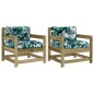 vidaXL Sedie da Giardino con Cuscini 2 pz in Legno Impregnato di Pino vidaXL Sedie da Giardino con Cuscini 2 pz in Legno Impregnato di Pino