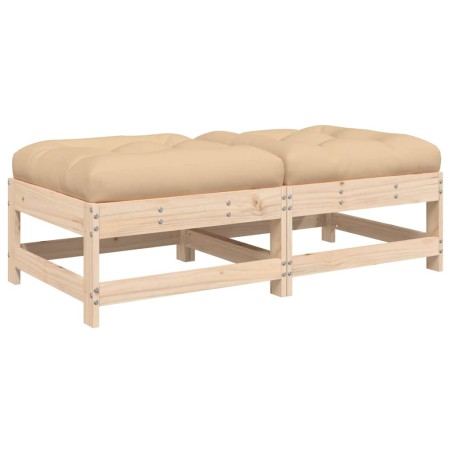 vidaXL Poggiapiedi da Giardino con Cuscini 2 pz Legno Massello di Pino