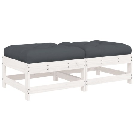 vidaXL Poggiapiedi Giardino con Cuscini 2pz Legno Massello Pino Bianco