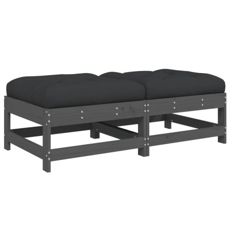 vidaXL Poggiapiedi Giardino con Cuscini 2pz Legno Massello Pino Grigio