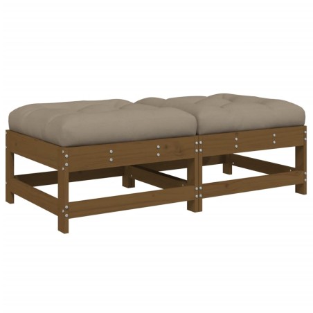 vidaXL Poggiapiedi Giardino con Cuscini 2pz Legno Massello Pino Miele