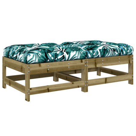 vidaXL Poggiapiedi Giardino con Cuscini 2pz Legno Impregnato di Pino