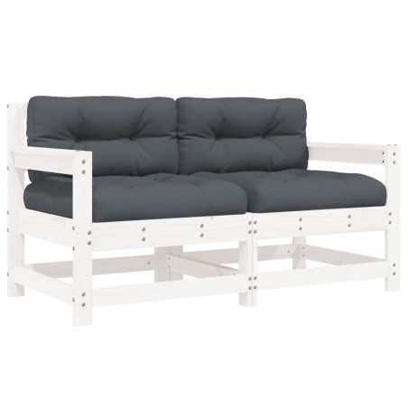 vidaXL Sedie da Giardino con Cuscini 2pz Legno Massello di Pino Bianco